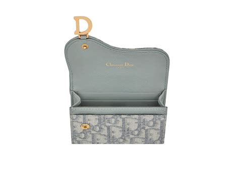 Saddle Flap Card Holder Gray Dior Oblique Jacquard.